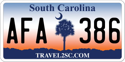 SC license plate AFA386