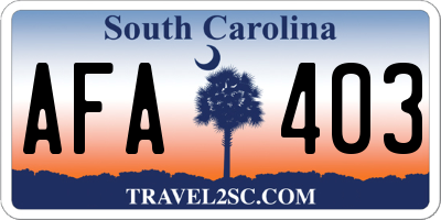 SC license plate AFA403