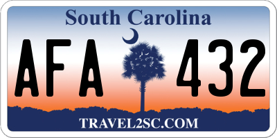 SC license plate AFA432