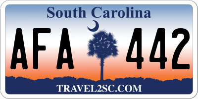 SC license plate AFA442