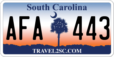SC license plate AFA443