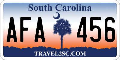 SC license plate AFA456