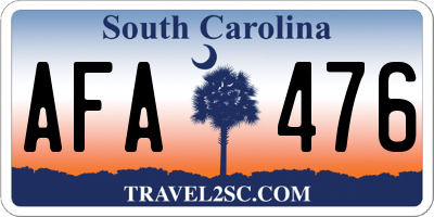 SC license plate AFA476