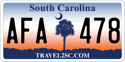 SC license plate AFA478