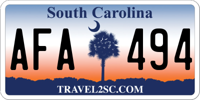 SC license plate AFA494
