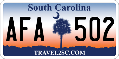 SC license plate AFA502