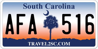 SC license plate AFA516