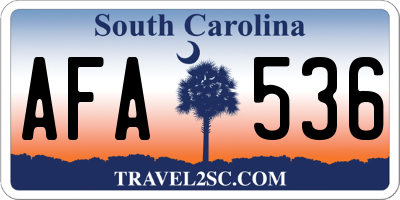 SC license plate AFA536