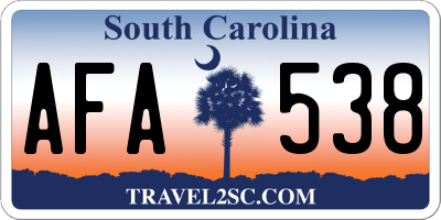 SC license plate AFA538
