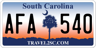 SC license plate AFA540