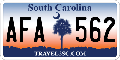 SC license plate AFA562
