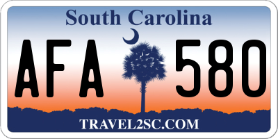 SC license plate AFA580