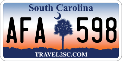 SC license plate AFA598