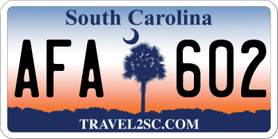 SC license plate AFA602