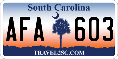 SC license plate AFA603