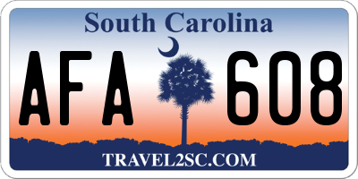 SC license plate AFA608
