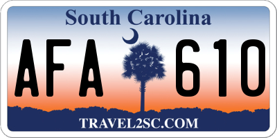 SC license plate AFA610