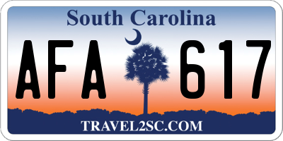 SC license plate AFA617