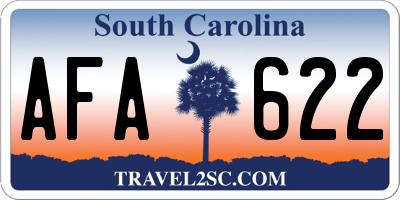 SC license plate AFA622