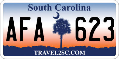 SC license plate AFA623