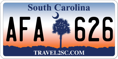 SC license plate AFA626
