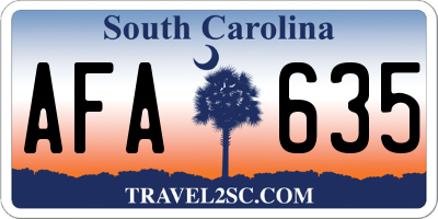 SC license plate AFA635