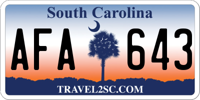 SC license plate AFA643
