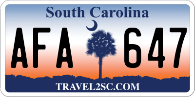 SC license plate AFA647