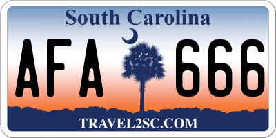 SC license plate AFA666