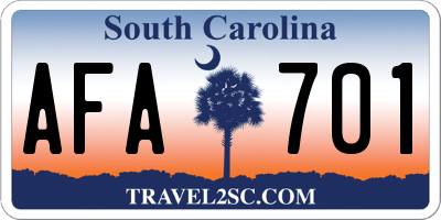 SC license plate AFA701