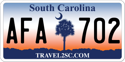 SC license plate AFA702