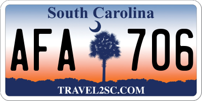SC license plate AFA706