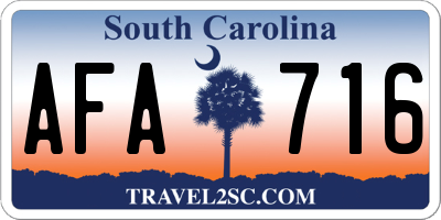 SC license plate AFA716