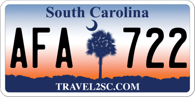 SC license plate AFA722