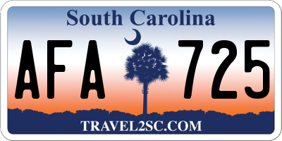 SC license plate AFA725