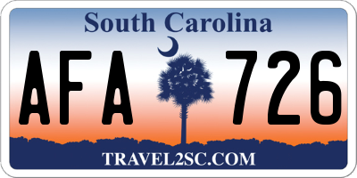 SC license plate AFA726
