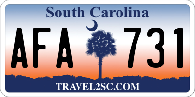 SC license plate AFA731
