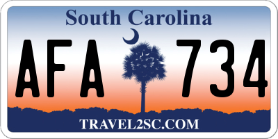 SC license plate AFA734