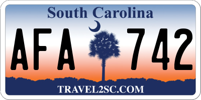 SC license plate AFA742