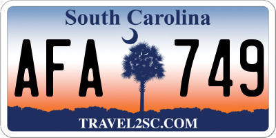 SC license plate AFA749