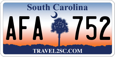 SC license plate AFA752