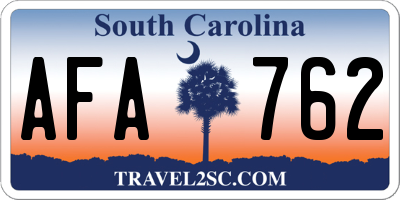 SC license plate AFA762