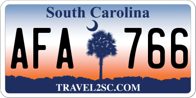 SC license plate AFA766