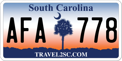 SC license plate AFA778