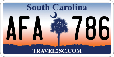 SC license plate AFA786