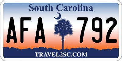 SC license plate AFA792