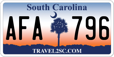 SC license plate AFA796