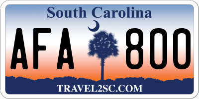 SC license plate AFA800