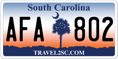 SC license plate AFA802
