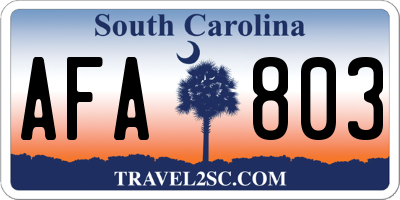 SC license plate AFA803